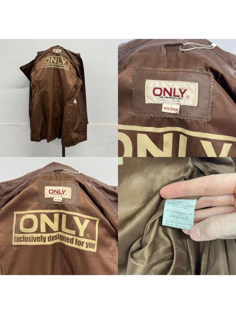 Vintage Y2K ONLY Brown Convertible Double-Breasted Leather Trench Coat - Picture 8 of 8